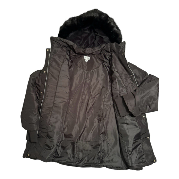 Catherines Womens 2X Winter Coat Removable Hood Black Long Parka Pockets NWOT - Picture 7 of 17